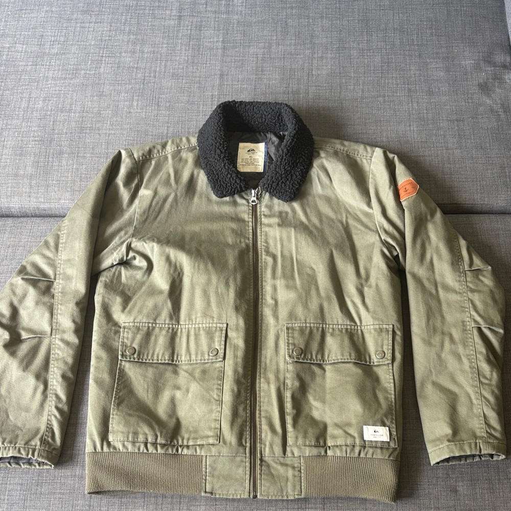 Men's Quicksilver ocean inspired Khaki Field Jacket with Black Collar - Picture 1 of 3